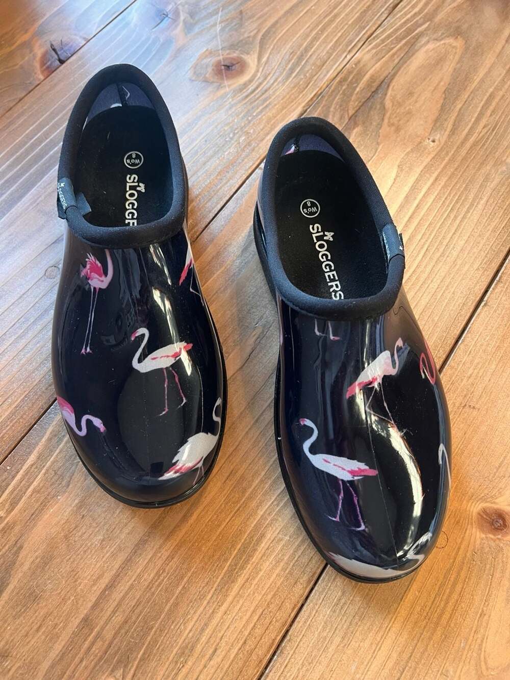 Sloggers Women's Flamingo Print Waterproof Garden Shoes Size 8